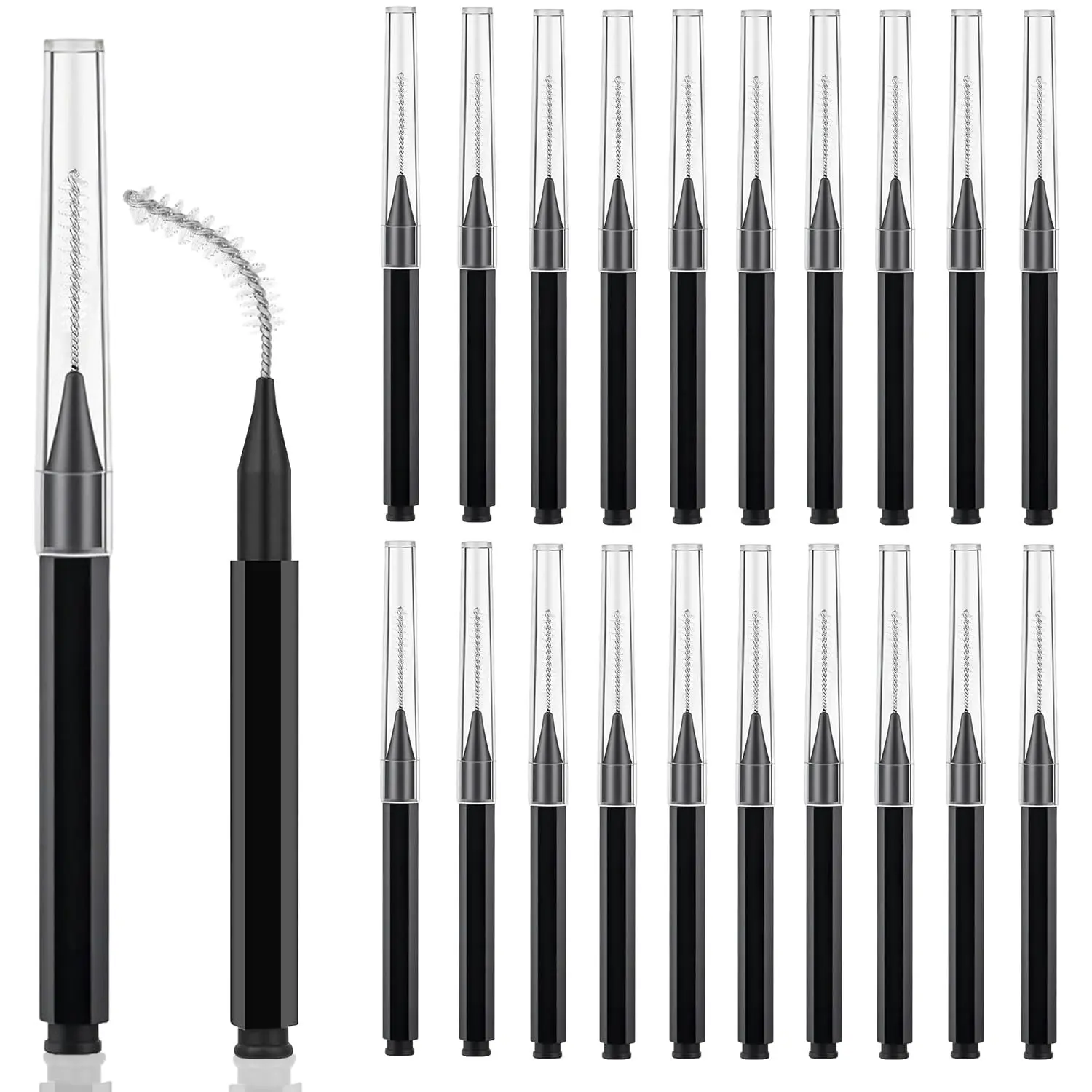 Women's 20-Pcs Black Micro Bristle Eyebrow Spoolie Brush - Eyebrow Tool for Brow Lamination, Lash Lift Grooming