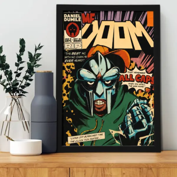 MF Doom Vintage Canvas Wall Art Poster - Unframed Abstract Hip Hop Character Print, Retro Rap Wall Decor for Bedroom, Music Room, Gift for Rap Fans, Multi-Size Home Decor Piece