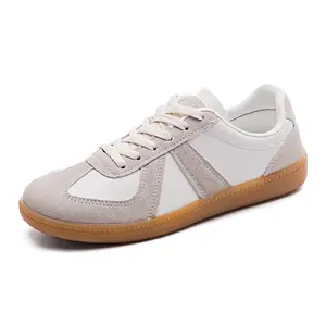 Lightweight Casual Sneakers For Women Unisex German Training Style Microfiber Canvas Shoes Flat Comfortable Everyday Spring Summer Fall