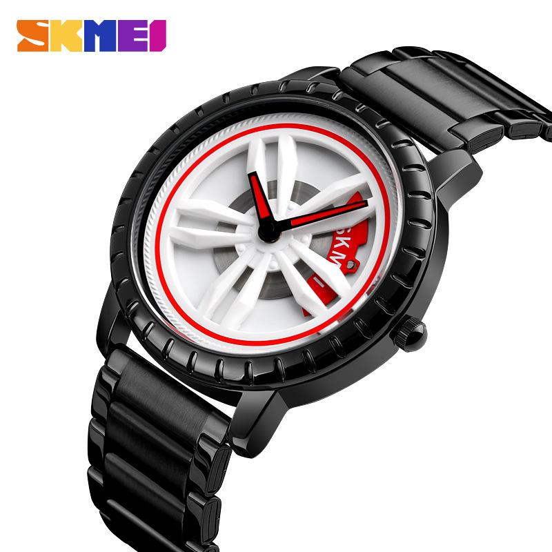 SKmei Waterproof Quartz Men's Watch Trendy Tire Dial Steel Mesh Strap Men's Watch Wholesale