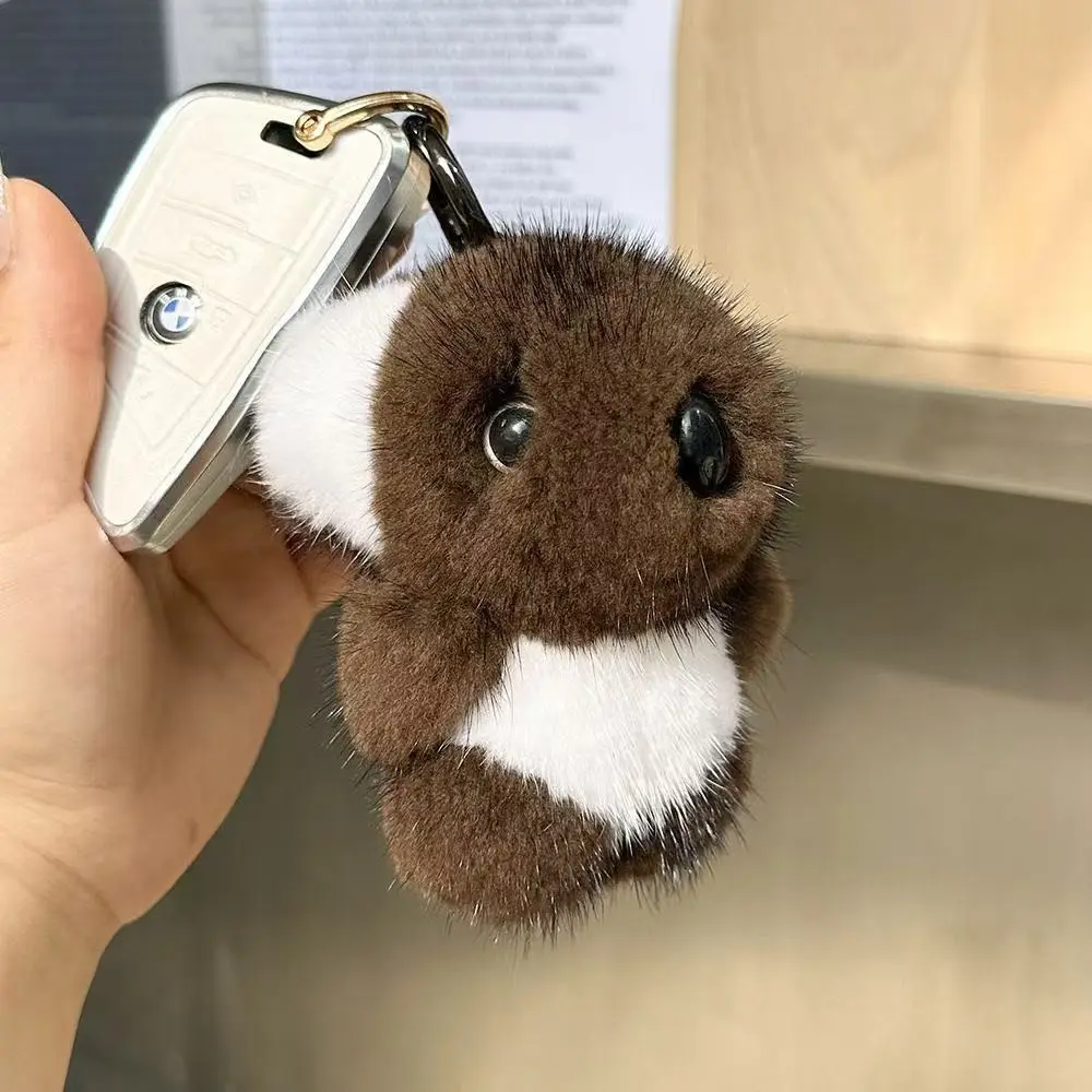 Cute Kangaroo Plush Keychain, Imitation Mink Fur, Couple Bag Car Accessory, High-End Cartoon Doll Pendant, 1pc