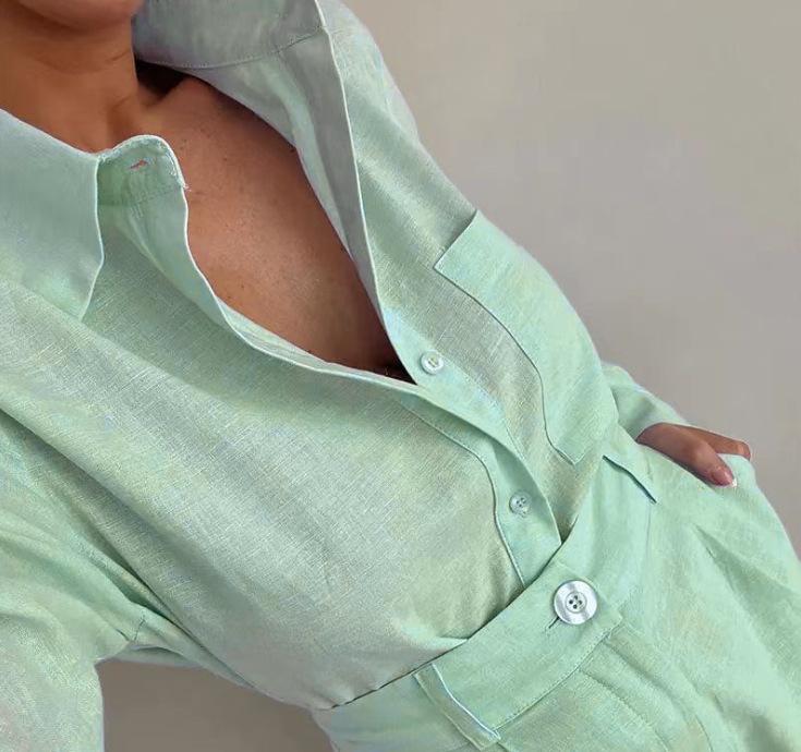 Women's Suit Set Commuting Style Old Money Fashion Casual Short Trousers Long Sleeve Shirt Set