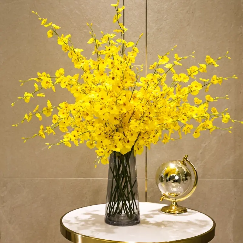 12/24pcs Beautiful artificial dancing orchids, yellow artificial flowers for home decoration, wedding scene bouquets, and holiday party decorations; durable and elegant artificial flowers.
