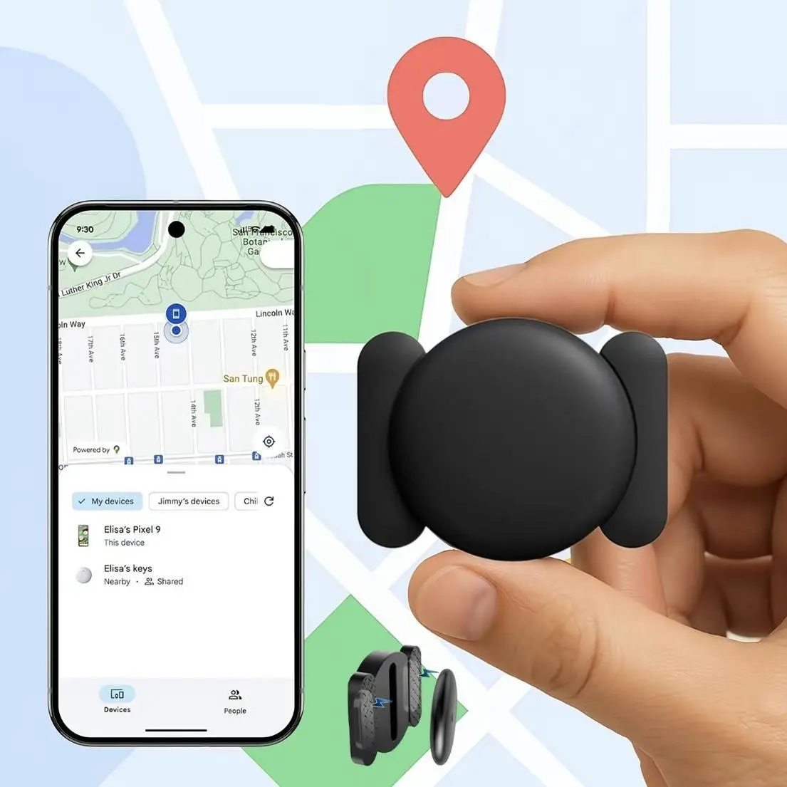Car-mounted GPS tracker. Mini tracking device, GPS tracker, device for preventing loss, compatible with Apple's "Find My Device"