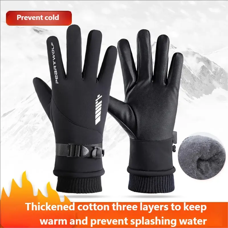 Winter Warm Gloves for Men, Windproof, Waterproof, Non-Slip, Touchscreen, New Plush Outdoor Cycling Ski Gloves