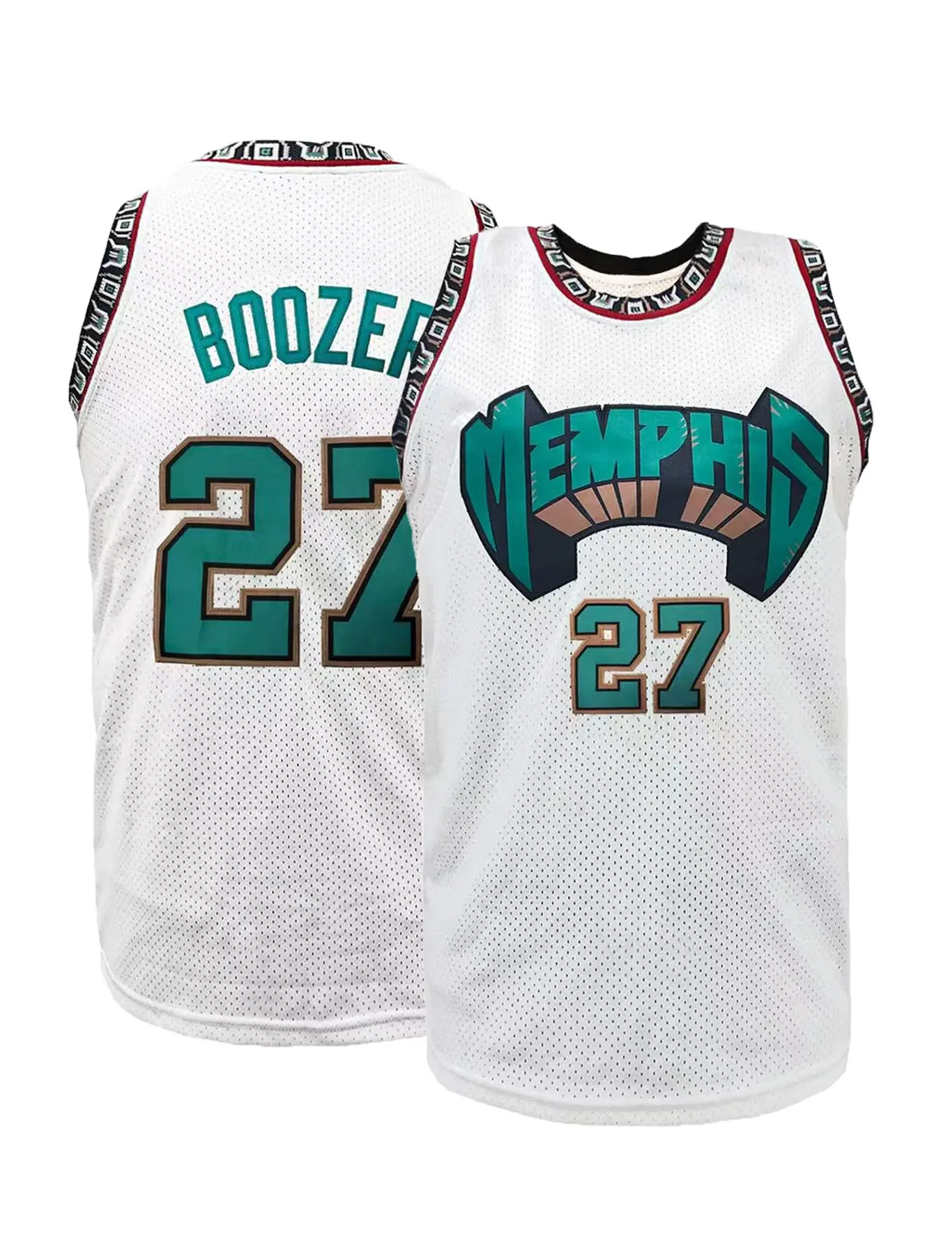 Memphis #27 Classic Basketball Jersey | Embroidered Striped Trim Breathable Mesh Top