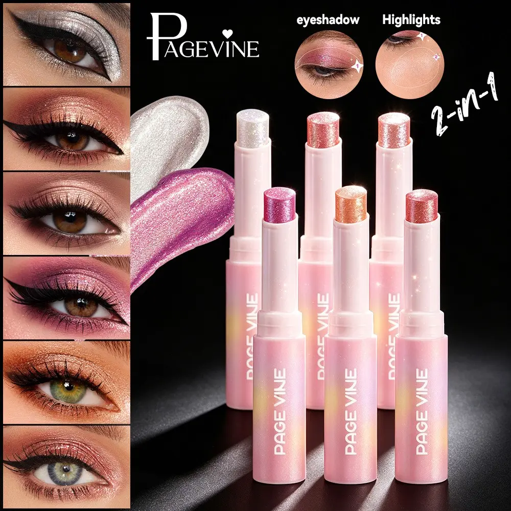 1Pc, PAGEVINE Dual-Use Shimmer Makeup Stick, Glitter Cream Texture, Multi Shades For Eyeshadow, Eye Highlighter & Facial Highlight, For Daily Party Makeup, ViralGlitterMakeupStick, DualPurposeCosmetic, PortableShimmerEssential