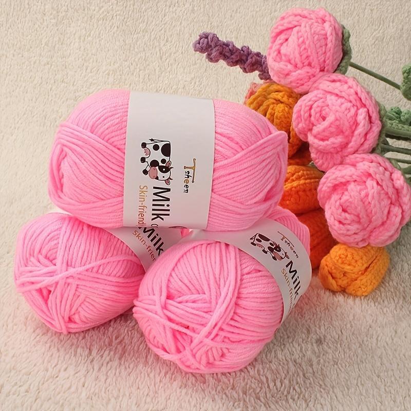 Milk Cotton Yarn, 3 Counts/set Soft Crochet Yarn, DIY Handcraft Crochet Supplies for Handmade Knitting, Lightweight knitting, Hat, Scarf, Sweater