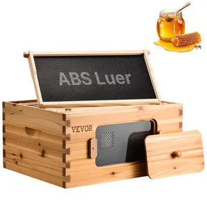 VEVOR Bee Hive Deep Box Starter Kit, 100 Beeswax Coated Natural Fir Wood, Langstroth Beehive Kit with 10 Frames and Foundations, Transparent Acrylic Bee Windows for Beginners and Pro Beekeepers