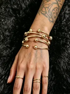 Retro Boho Thick Bangles, 10mm Ball Silvery, Handmade Stacking Bangles for Women, Multilayered Bangles, Daily Party Jewelry Gifts