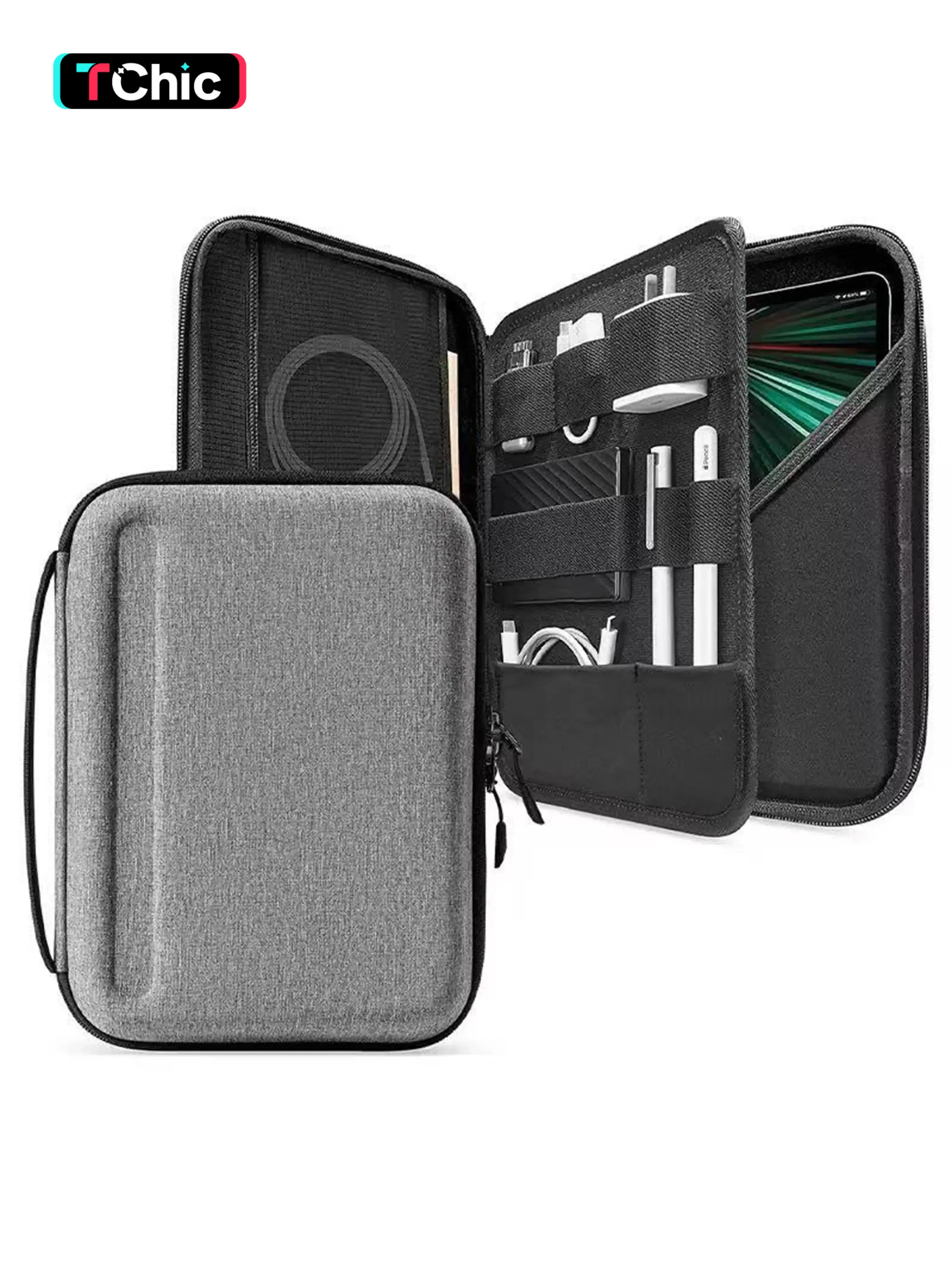 Portfolio Case for 2026 11/13 Inch iPad Air M4, M3&M2, iPad Pro M5/M4, 12.9'' iPad Pro M2/M1, Protective Sleeve with Accessories Pocket, Carrying Storage Bag for Pencil Pro/Adapter/Magic Keyboard, Tablet Accessories