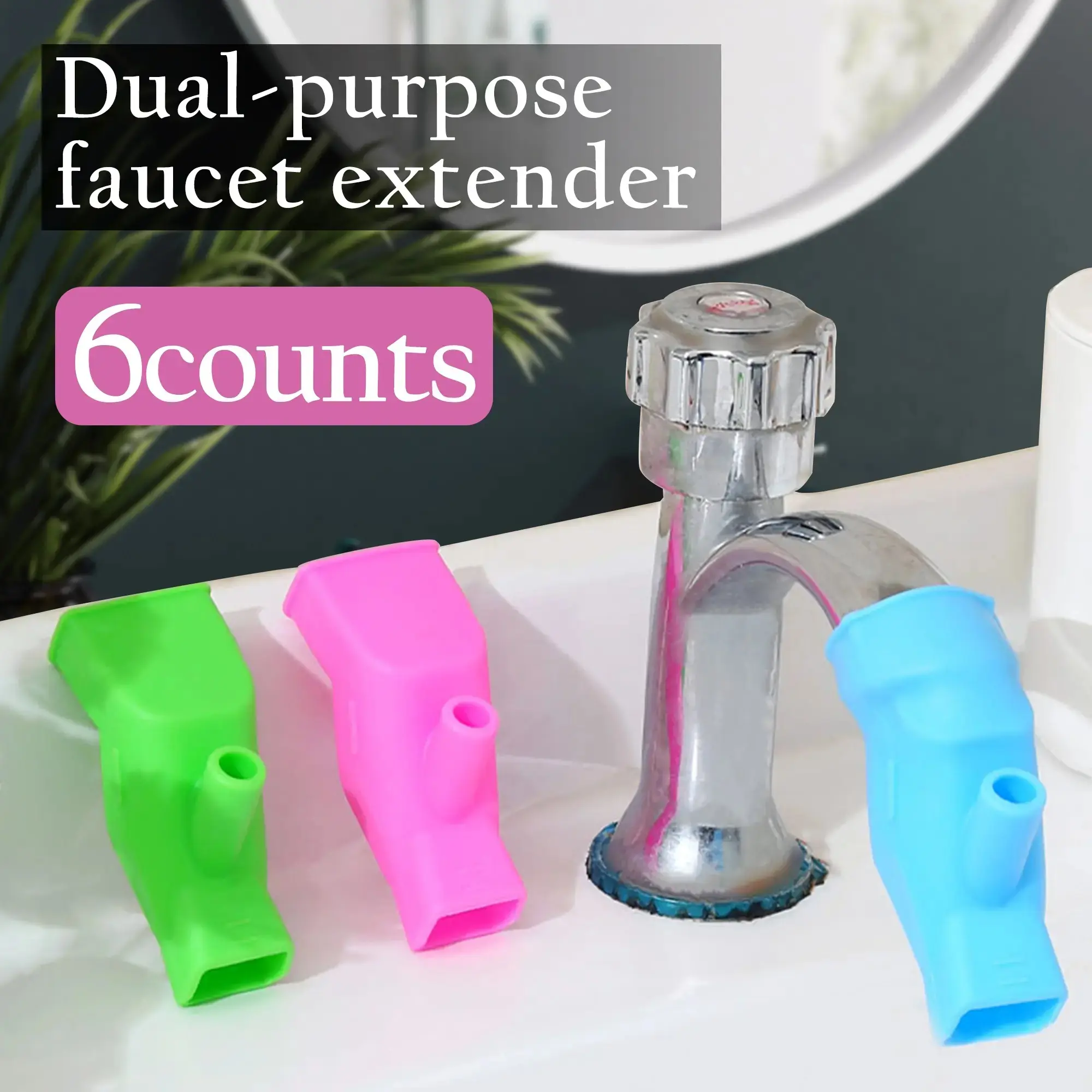 🚰 Splash-Free Faucet Extenders 6-Pack | Silicone Tap Spout Connectors for Kitchen Sink, Easy Install, Kids Washing Aid