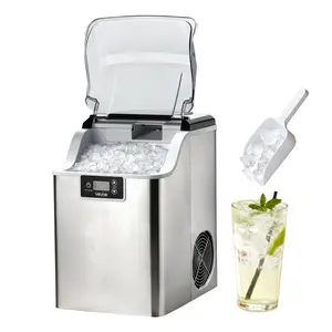 【DealsForYouDays】VEVOR Countertop Ice Maker, 44 lbs per Day, Self-Cleaning Portable Machine with Scoop, 4 lbs Ice-Storage Basket, Nugget Ice-Making Machine with Chewable Ices for Home, Kitchen, Office, Bar Party