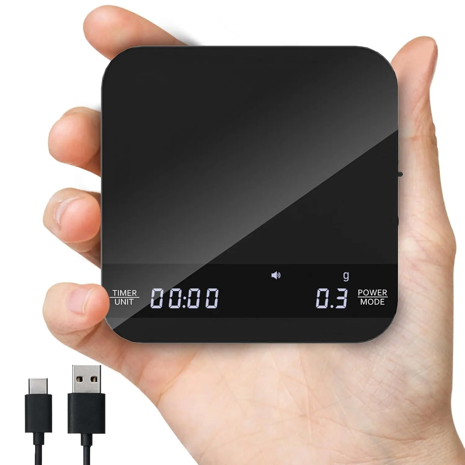 Coffee Scale with Auto Timing, Mini Rechargeable Espresso Scale with Timer, 2kg/0.1g High Precision for Espresso and Pour-Over Coffee with Brewing Assist Modes