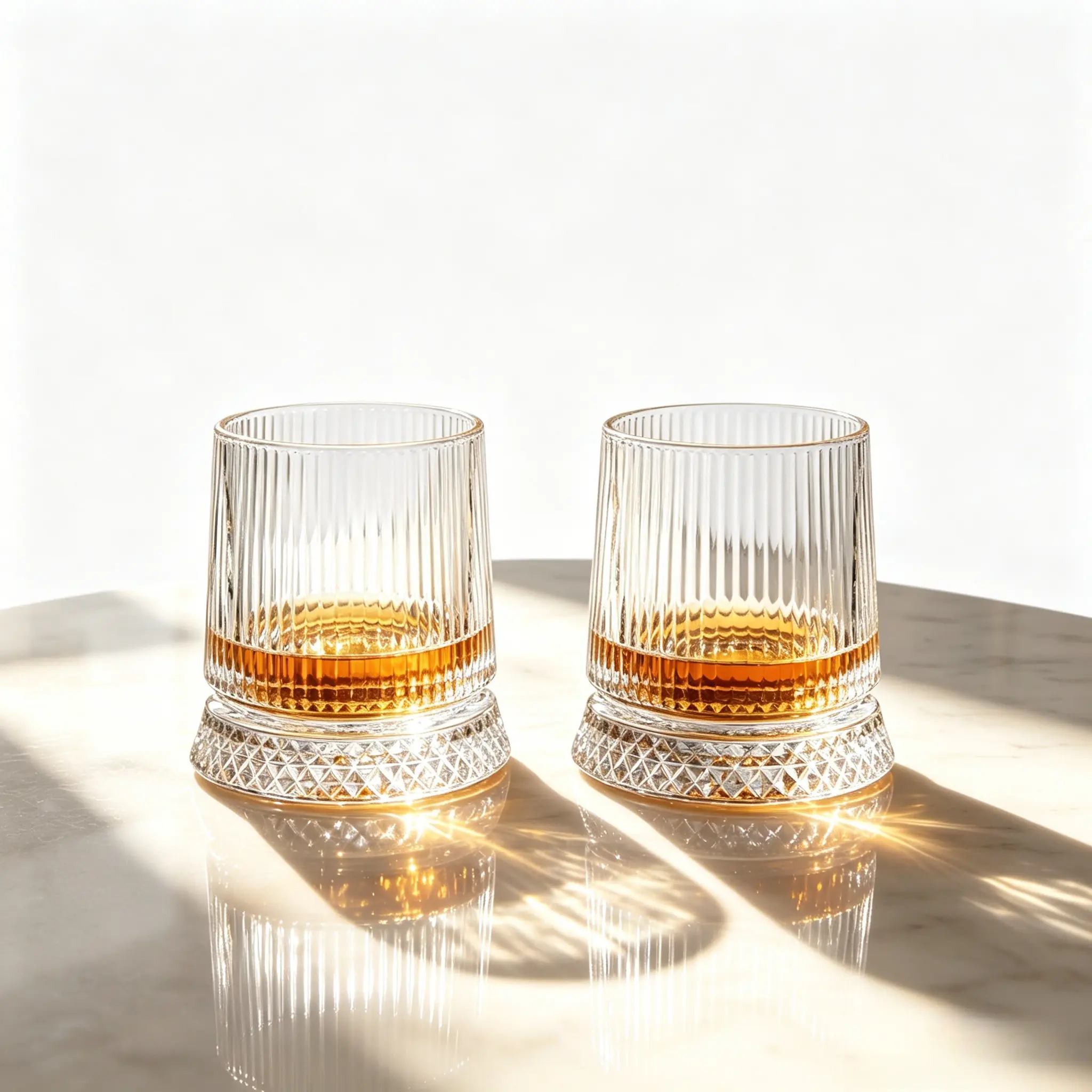 2pcs Luxury 360° Spinning Vertical Stripe Crystal Glass, Stress Relief Whiskey & Wine Glass, Elegant European Barware Gift