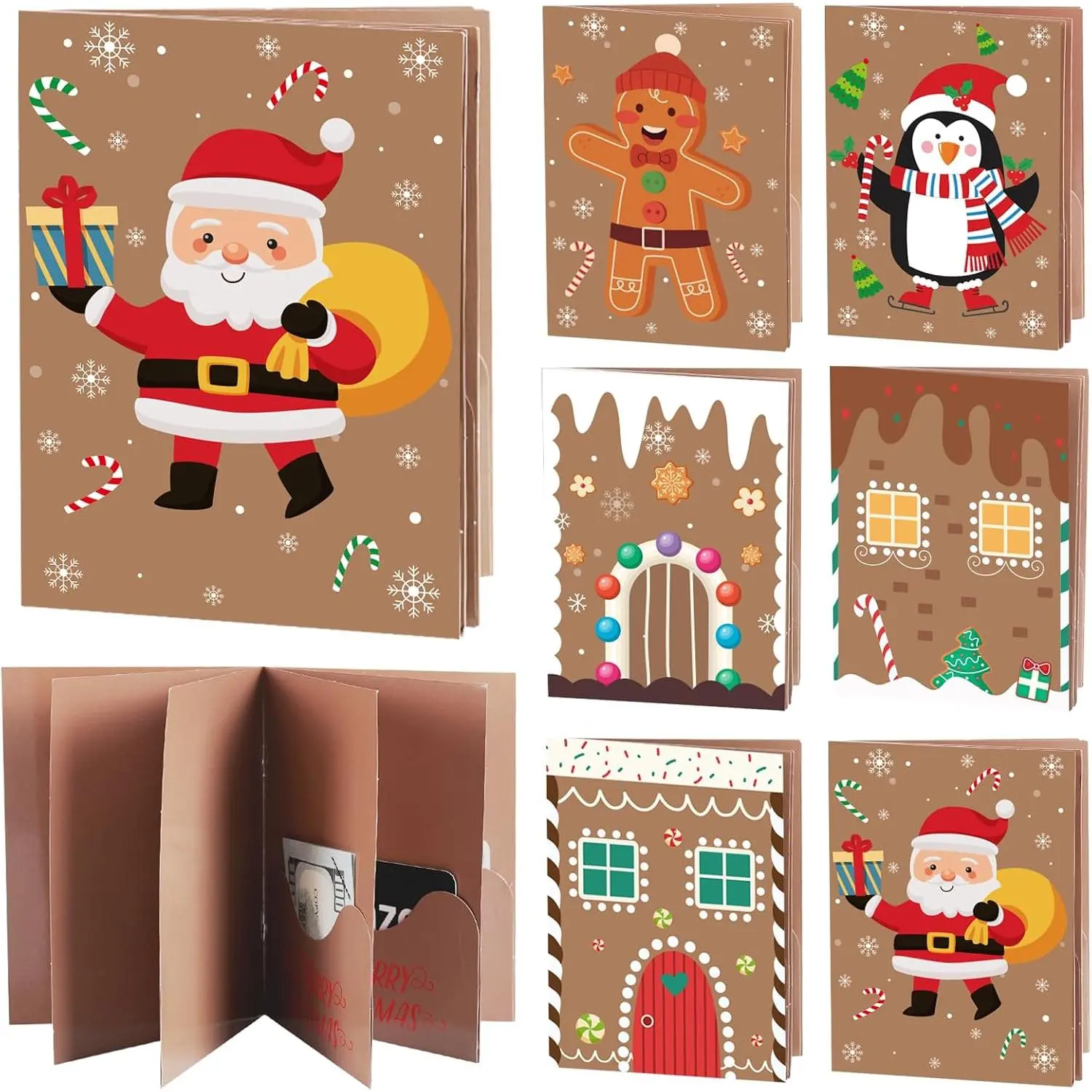 6 Set/30Slots Christmas  Card Booklet with Envelopes | Booklet Bulk with Envelopes Xmas  Holder  Gifts, Holiday Party Supplies for Teacher Coworker Men Women