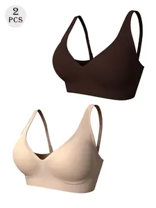 3D push-up women's wireless bra. With removable teardrop pads, 4-row hook closure strong wrap, smooths side bulges and prevents sagging, completely invisible under tight clothes.