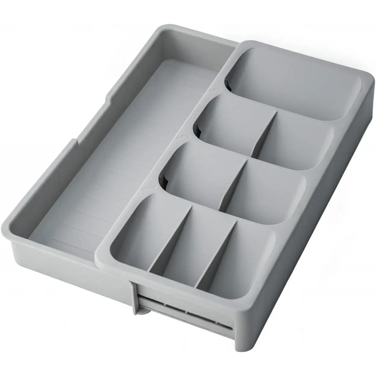 Expandable Silverware Drawer Organizer Tray, Adjustable Utensil Holder for Kitchen Drawers, BPA-Free Plastic Cutlery and Flatware Storage Divider