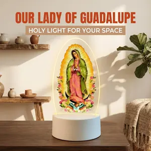 Sacred Our Lady of Guadalupe Prayer Lamp, 7-Color USB Warm Light Spiritual Decor, Home Religious Decoration, Baptism Essential, New Home Gift