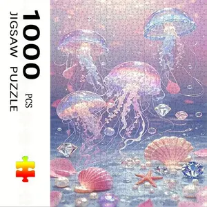 1000 Piece Jellyfish and Gemstone Puzzle, Large Adult Family Interactive Toy, DIY Home Decor, Holiday Theme, Durable Puzzle Gift