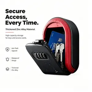 Large Capacity Combination Key Safe Box Thickened Zinc Alloy Waterproof Anti-Theft Wall Mount Key Card Storage Lockbox