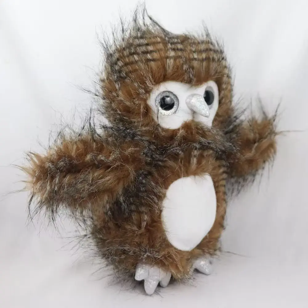 Long Hair Striped Owl Plush Doll, Soft Filled Realistic Bird, Christmas Tree Ornament, Holiday Gift, Festive Decoration