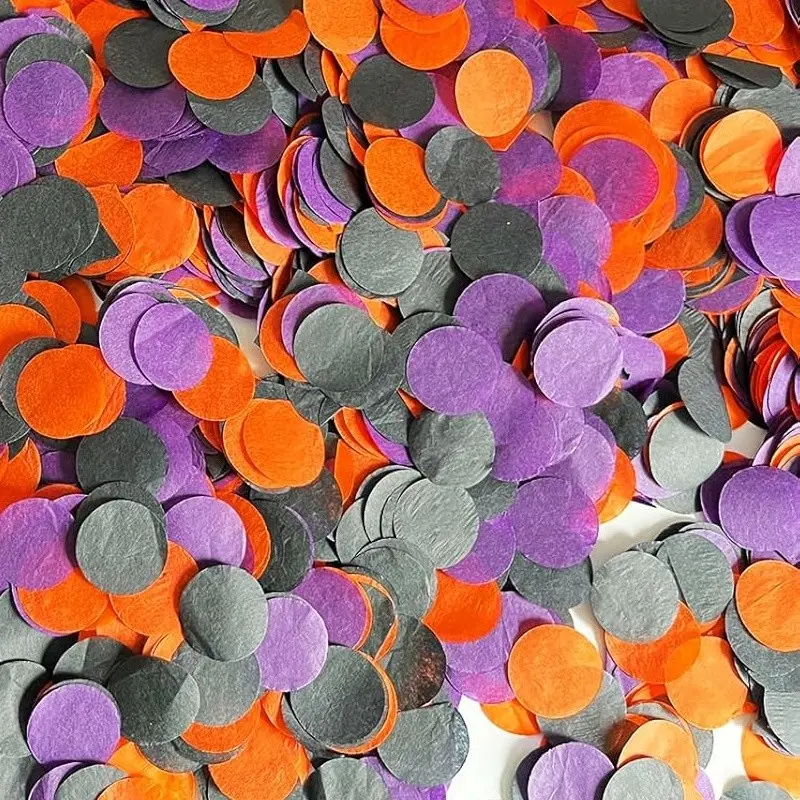 4800 Pieces Halloween Round Confetti, 0.98 Inch Circular Paper Scraps, Party Decorations for Halloween Events