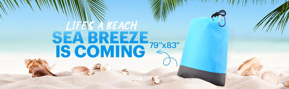 Beach Blanket Sandproof Oversized, 79''×83'' Extra Large Beach Mat, Portable Picnic Mat for Travel Camping Hiking, Lightweight Beach Essentials Family Water Resistant Mat Nylon 210T