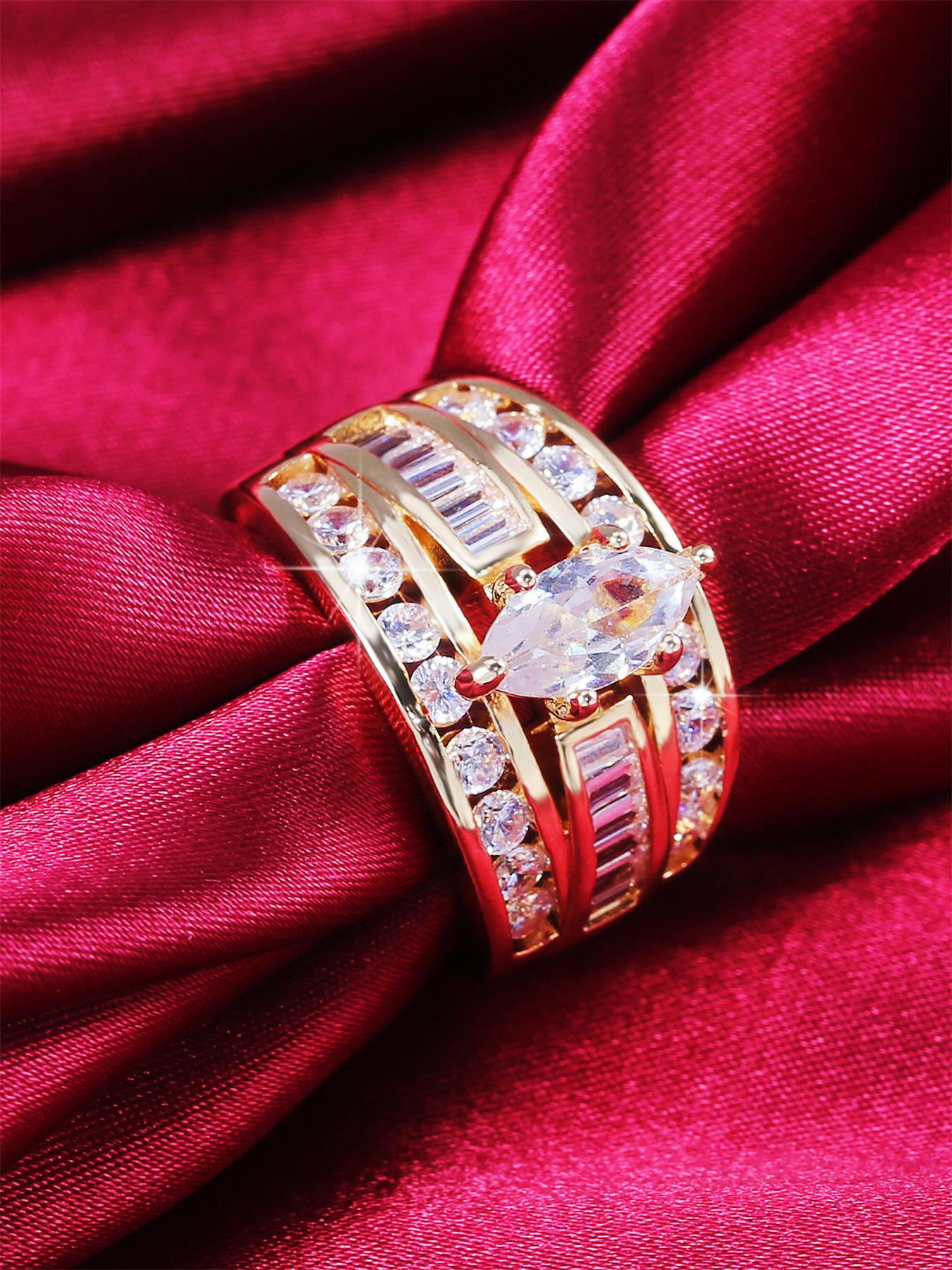 Fashion Artificial Crystal Decorated Ring, Statement Rings, Wedding Engagement Party Accessories for Women, Trendy Accessories for Party and Daily Life