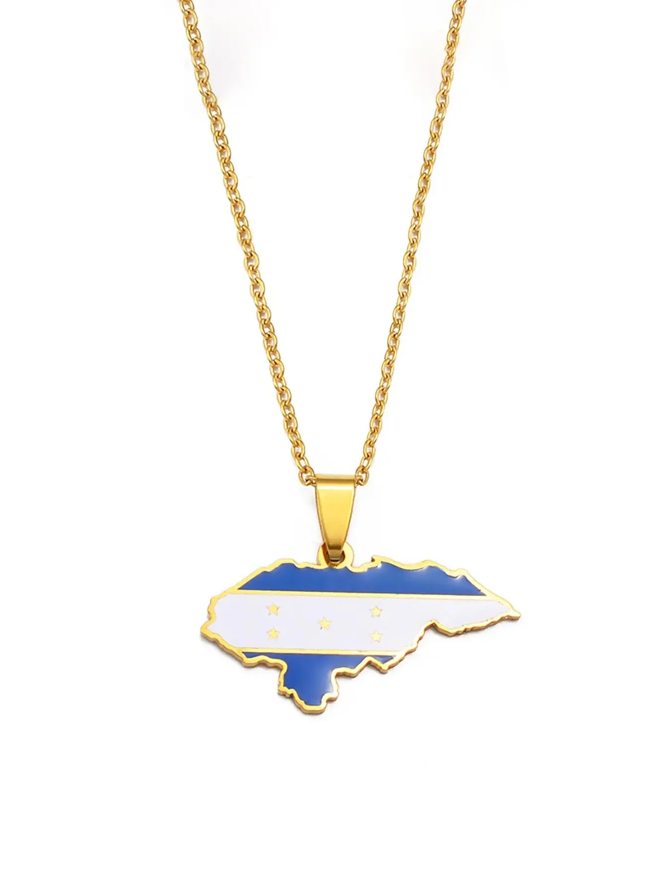 1pc Honduras Map Flag Pendant Necklaces for Women Fashion Necklace Chain Necklaces Stainless Steel Jewelry Honduran High End Necklace Casual Trendy Jewelry