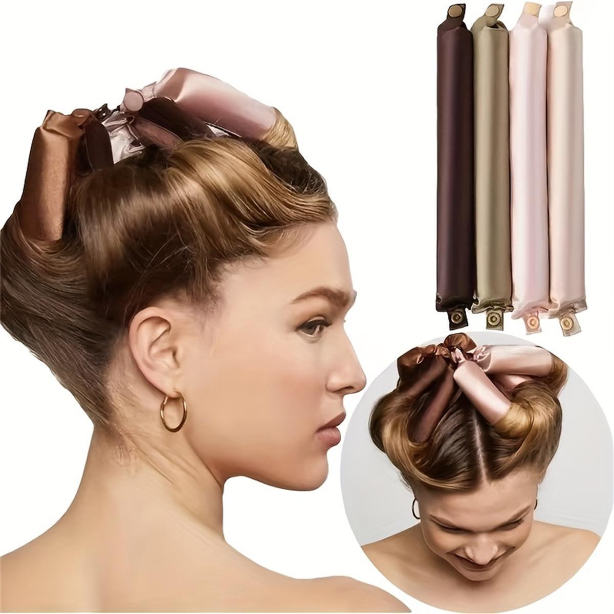 Manual Hair Curler Set, 4 Counts/set Heatless Hair Curler, Hair Styling Tool for Women & Girls, Sleeping Hair Curler, Hair Styling Accessories, Curly Wavy Hair Product, Silk Flexi Rods, Hair Styling Tools, Heatless Curling Set, Heatless Styling Kit