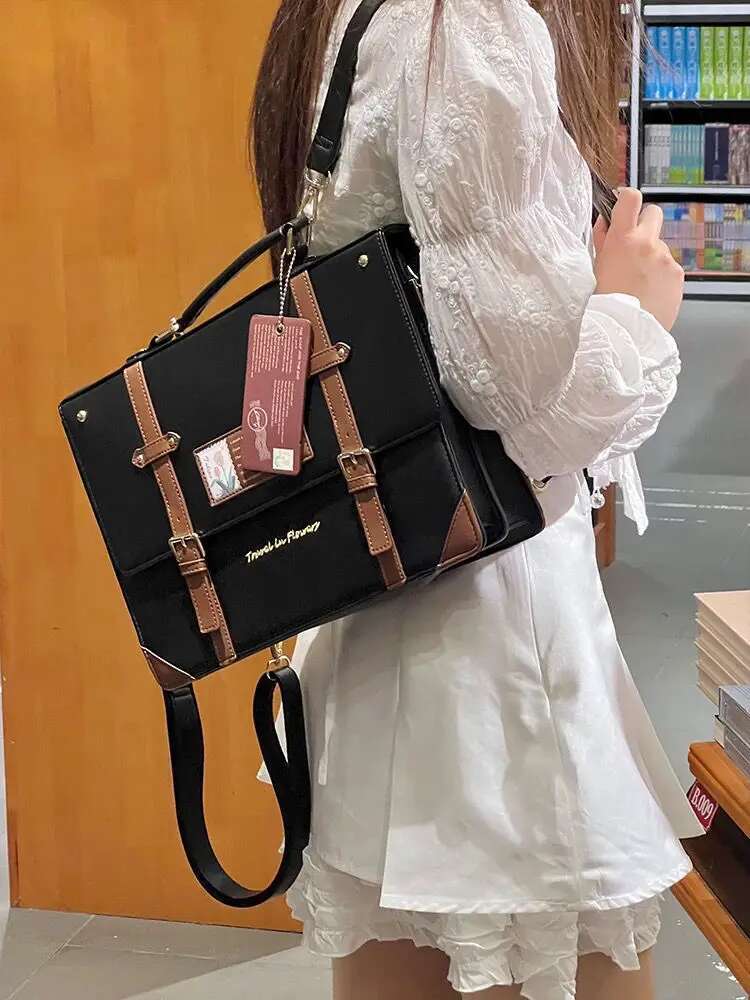 Y2K Preppy Style Large Capacity Ita Backpack Lolita Girl Transparent Fashion DIY Display Shoulder Bag Crossbody Bag Cute Handbag