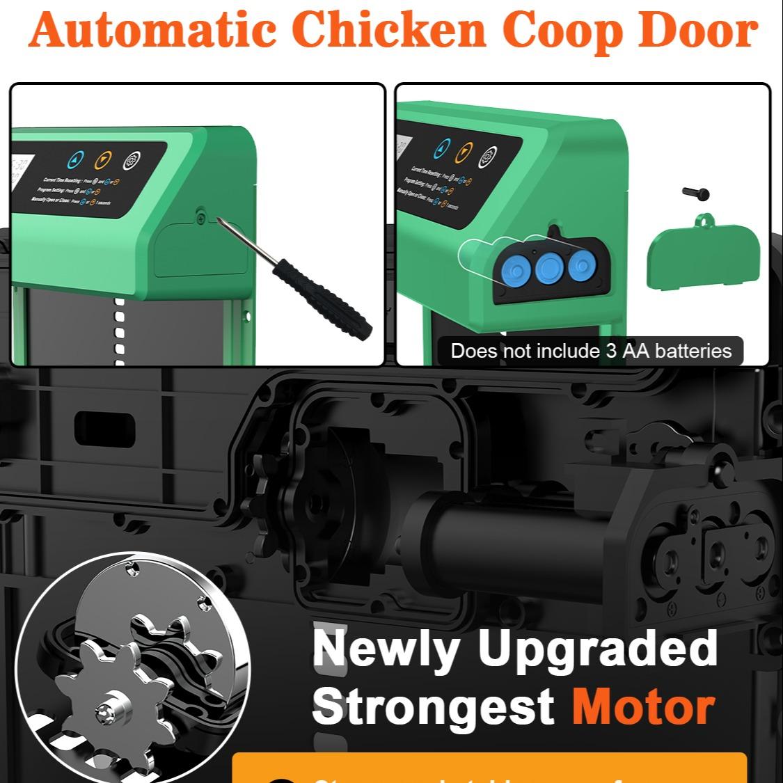 Automatic Sensing Chicken Coop Door, Anti Pinch Design, Timer & Light Control, Easy Installation, Ideal for Farming & Pet Care