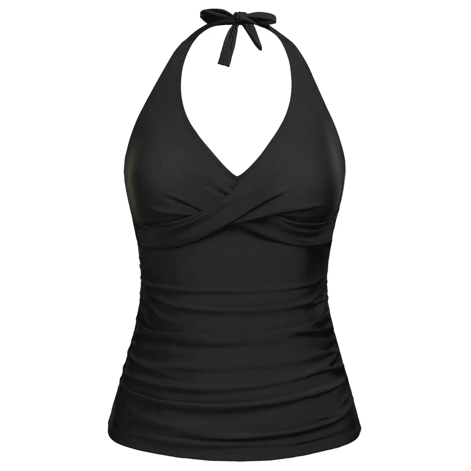 Tempt Me Women’s Tankini Top Halter Tummy Control Swim Tops Only Twist Front V Neck Bathing Suit No Bottom