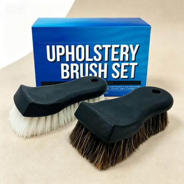 Cleaning Brush Set, Carpet and Car Detailing Brushes, Horsehair Upholstery Brush for Cleaner, Leather, Interior, Boat, Couch, and Sofa Cleaning, Soft Bristle, Gentle on Fabrics, Reusable, Versatile