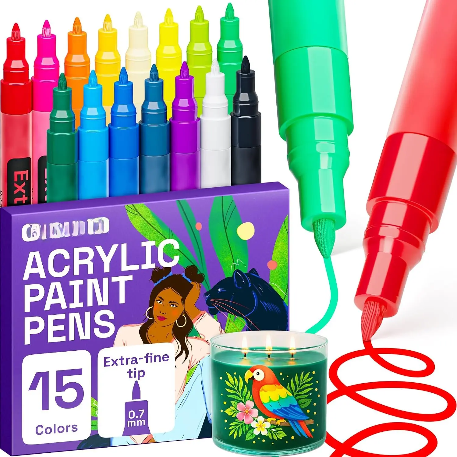 15-Pack Washable Ink Glass Markers with Extra-Fine Tips - Temporary Write for Glasses, Drinkware, Stemware - Office Stationery for Party Hosts