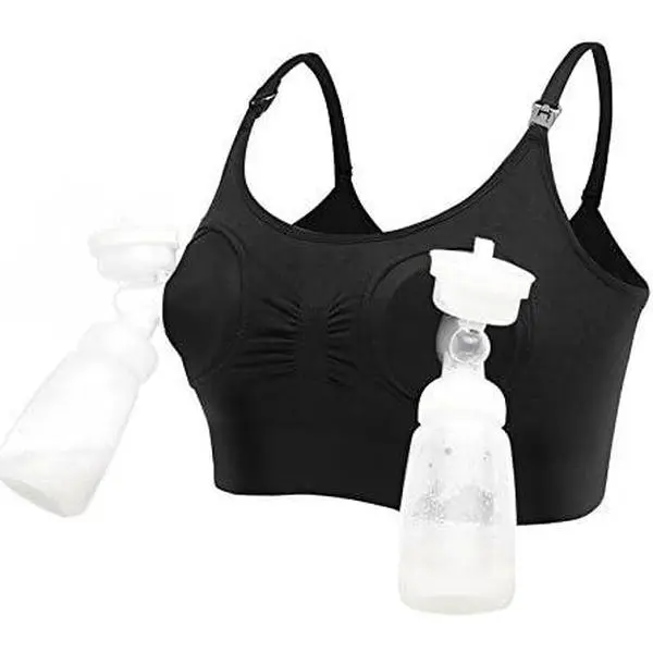 Hands Free Pumping and Nursing Maternity Bra, Comfortable All-Day Pumping Bra, Adjustable Maternity Nursing Bra Black