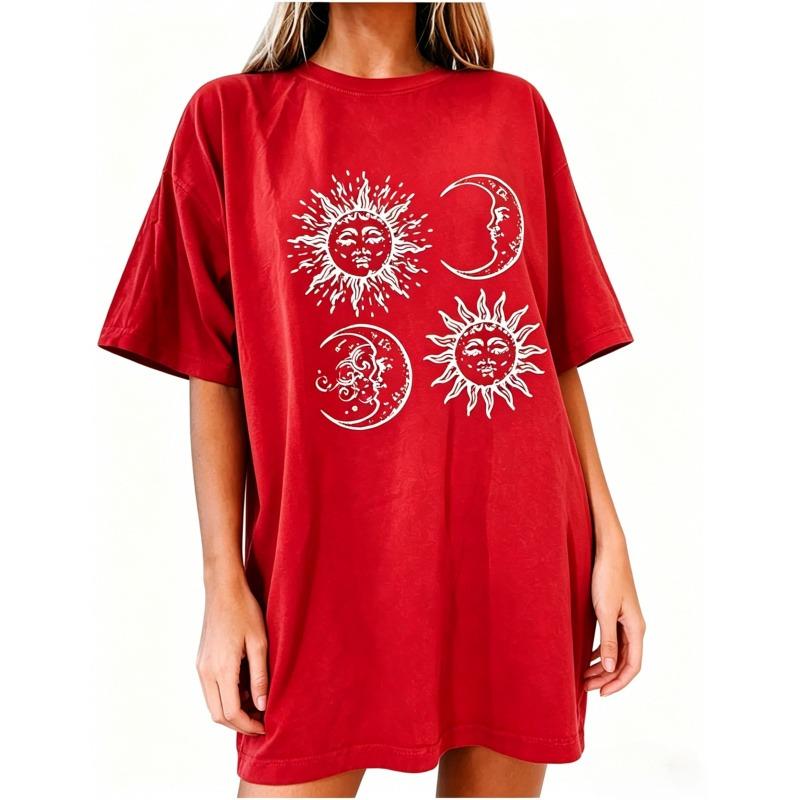 Womens Crewneck Short Sleeve T-Shirt,Oversized Summer Tops,Unisex Solid Printed T-shirt