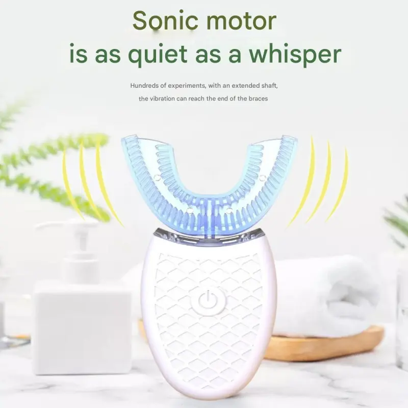 U-shaped ultrasonic electric toothbrush, powerful cleaning, rechargeable design, oral cleaning toothbrush, with replaceable brush heads, waterproof adult toothbrush, daily oral care, Rechargeable electronic toothbrushes