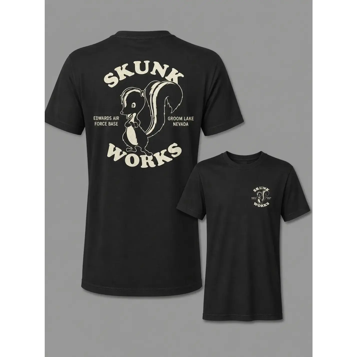 🟩 ✈ Vintage Skunk Works T-Shirt Area 51 Aviation Tee Groom Lake Nevada Shirt Edwards Air Force Base Graphic Retro Aerospace Heritage Military Aviation Apparel