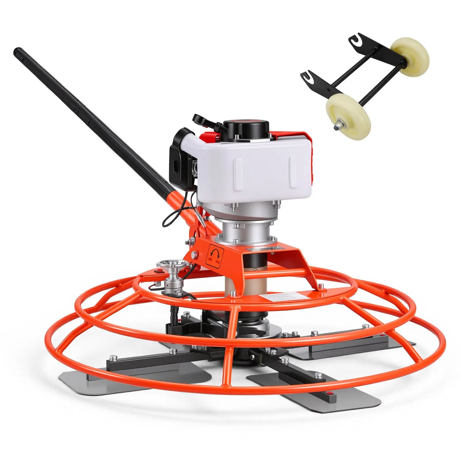VEVOR Power Trowel - 28.3 in Trowel Diameter HMR760 Gas-Powered Walk-Behind Concrete Finisher, 4 Blades, 0-12° Adjustable Pitch, 1.5 hp, 7500 rpm, 73.74 lbs, Built-In Casters, Extension Handle, for Smooth Floors & Bridge Construction, 28.3 Inch Trowel Dia