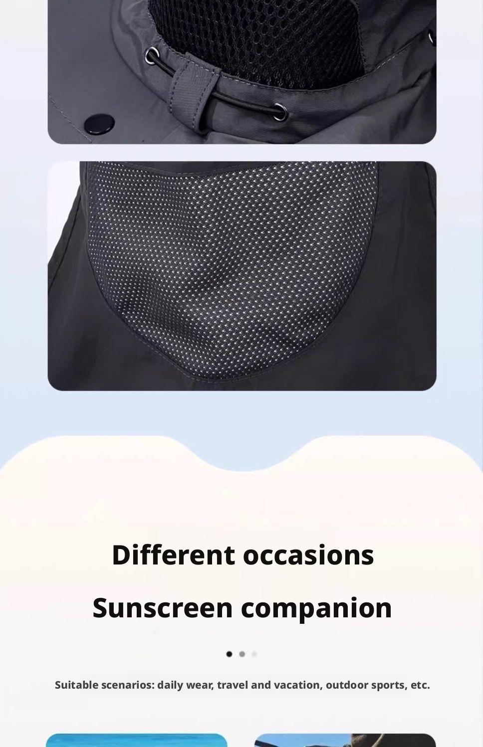 Fisherman's hat, summer sun protection hat for men and women, outdoor hiking hat, fishing face-shielding and neck-protecting integrated hat, wide-brimmed sun hat