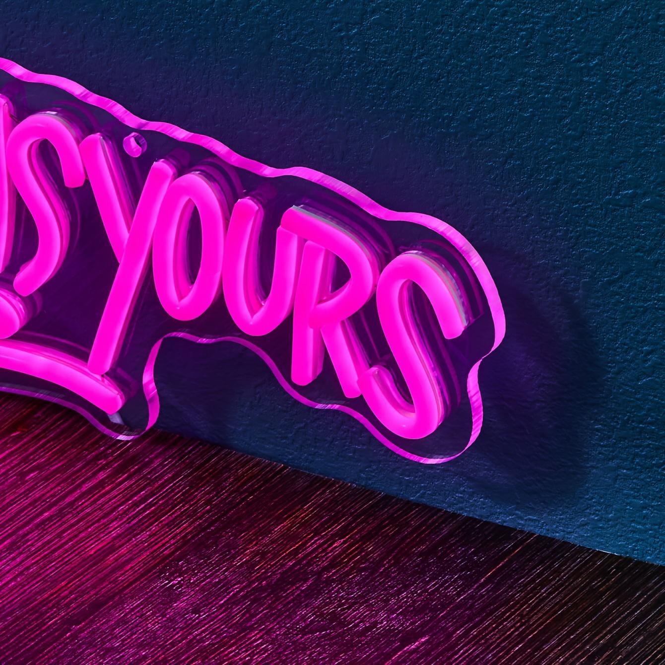 USB Powered Neon Sign, The World Is Yours Letter Design LED Neon Light, Decorative Neon Sign for Home Party & Festival Decoration, Modern Night Lights, Neon Lamps, Led Mood Light