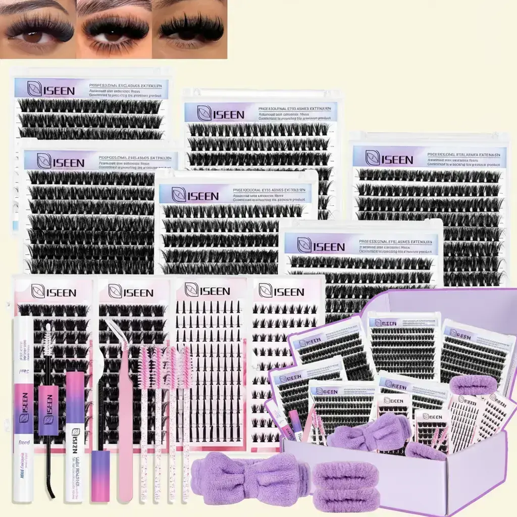 6 Styles Faux Cluster Lashes Kit, DIY Eyelash Extensions, 60D, 80D, 100D, Bottom & Spiky Styles, Mixed Style Lashes, Self-Application Kit with Tweezers, Glue, Remover & Hairband, Professional Eye Makeup for Women #GLOBAL PICKS
