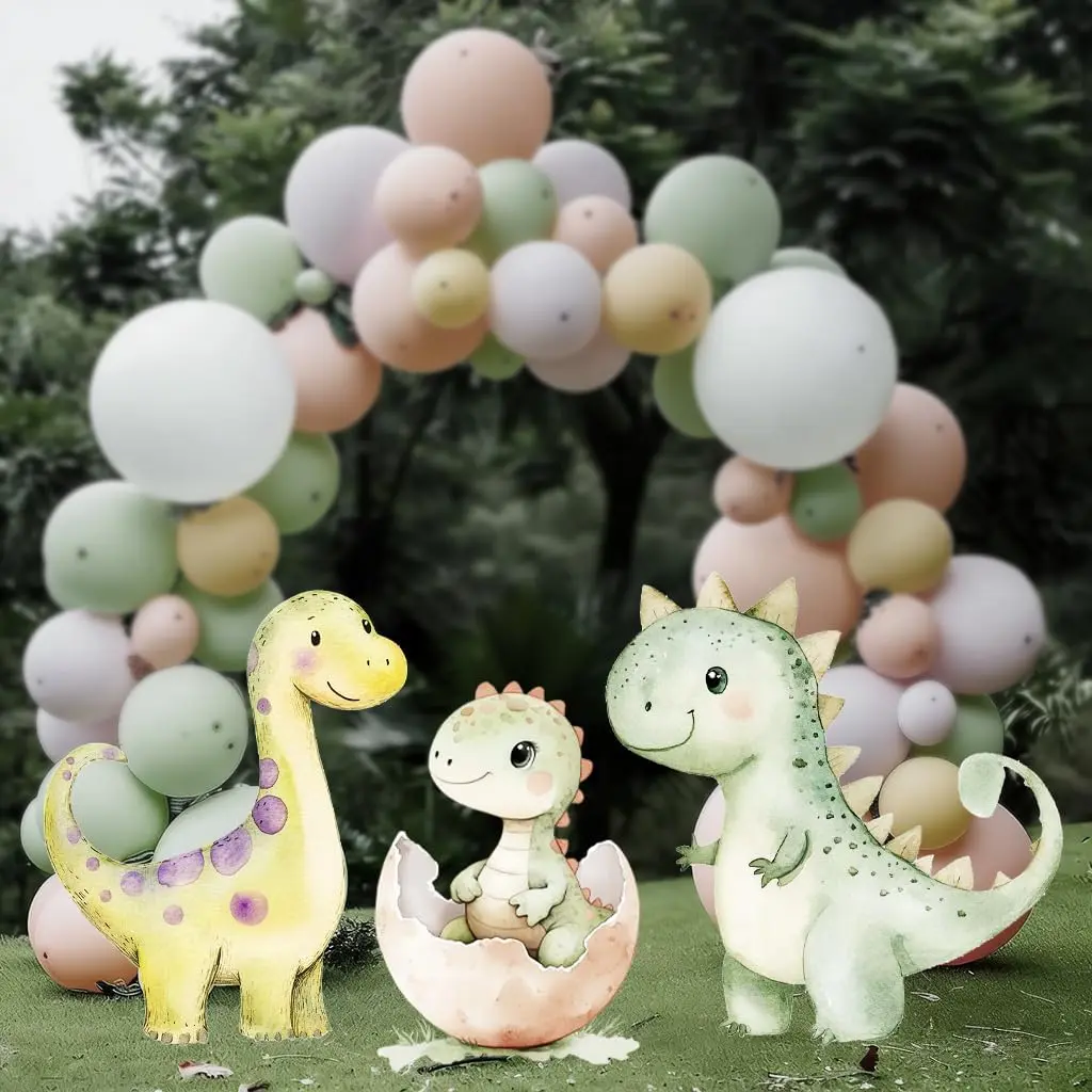 3 Pcs Thick Standing Large Dinosaur Cutouts Decorations, 23-in Festive Party Supplies for Baby Shower & Dino Birthday, Backdrop Photo Props