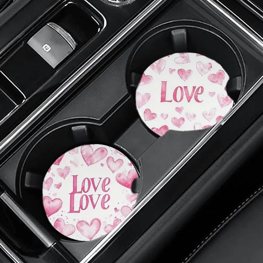Romantic Heart Pattern Silicone Coasters Valentines Day Round Heat Insulation Drink Mats Waterproof Non Slip Cup Pads Decor For Coffee Shop Restaurant Table Tea Cups Coffee Mugs Home Decor Accessories