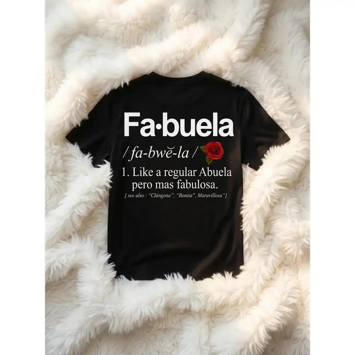 Unisex Pure Cotton Short-Sleeve Fitted Round Neck T-Shirt - "Fabuela Definition" All-Over Print Streetwear Sports Top, Machine-Washable Athleisure, Sporty Chic (Available in 2XL)