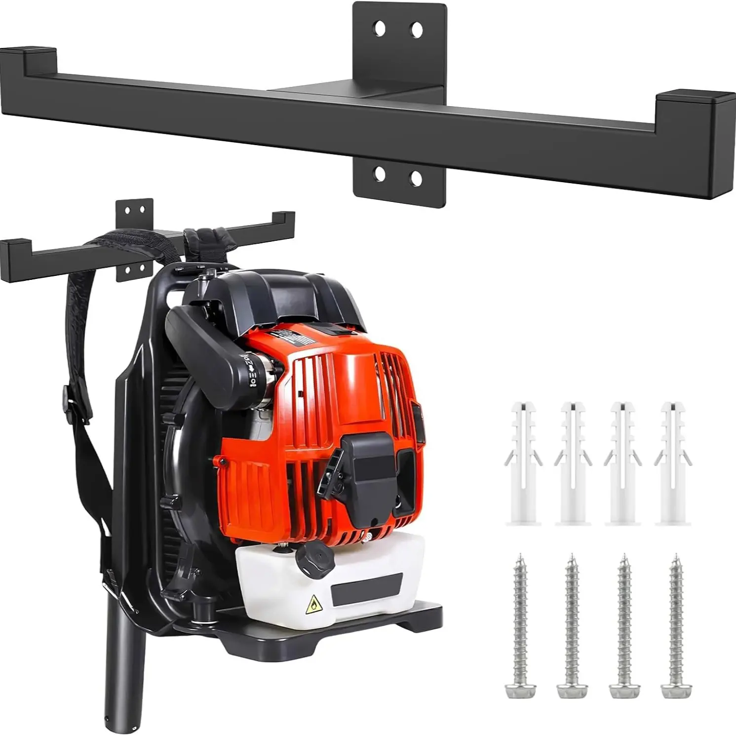 Wall-Mounted Backpack Leaf Blower and Chainsaw Hook Rack, Steel Multi-Function Hooks for Garage Storage, Garden Tools Organization