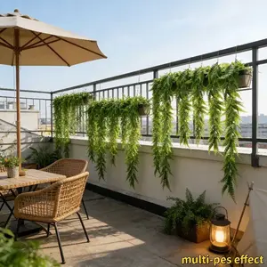 6 pieces of artificial Boston fern vine wall hanging decoration - realistic indoor and outdoor artificial greenery wreath with lush plastic leaves, easy to install, low-maintenance artificial plants suitable for home, garden, decorative drapes, wedding ar