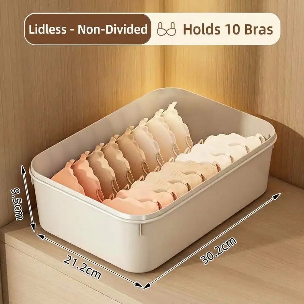 Underwear Storage Box, Home Sock Organizer, Grid Compartment Closet Tool, Three-In-One Intimate Clothing Organizer, Essential Wardrobe Accessory